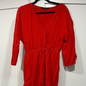 Red V-Neck short Jumpsuit